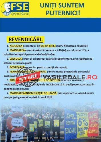 Sindicatul din învățământul preuniversitar Spiru Haret Maramureș protestează în 13 şi 14 decembrie
