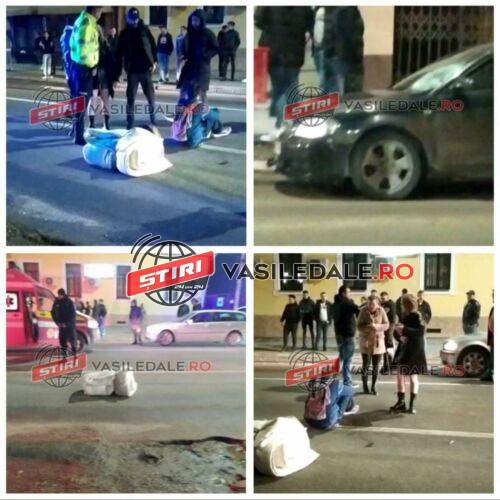 EXCLUSIV VIDEO: Pieton spulberat de un AUDI la Sighetu Marmației. Martorii spun că șoferul gonea prin oraș (ACTUALIZARE)