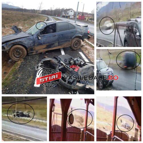 EXCLUSIV VIDEO – Accident terifiant în Satu Nou de Sus: Un puștan începător s-a rostogolit de 10 ori cu BMW-ul. Șoferul și pasagerul au scăpat fără nicio zgârietură