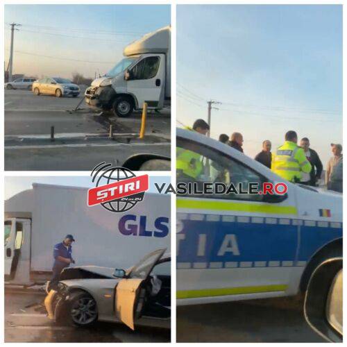 VIDEO: Impact violent între un BMW și o autoutilitară lângă o benzinărie de la Hideaga