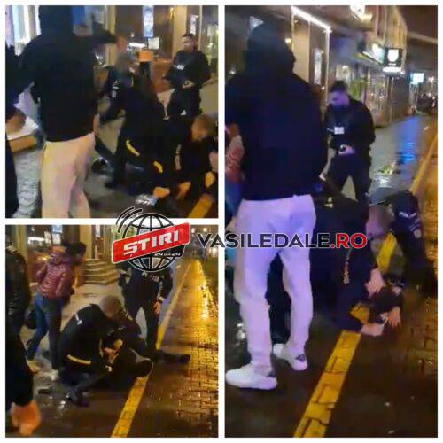 EXCLUSIV VIDEO: Scandal în fața unui cazino din Baia Mare. Bărbat încătușat, femeie îmbrâncită de polițiști (ACTUALIZARE)