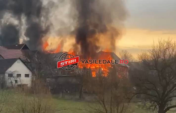 VIDEO: INCENDIU VIOLENT – O casă și toate anexele ard ca o torţă la Recea (actualizare)
