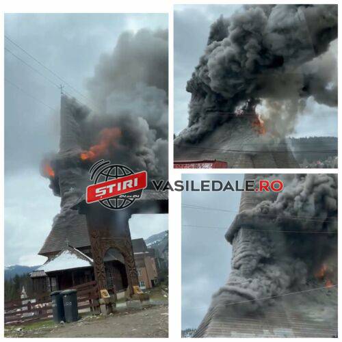 EXCLUSIV VIDEO: Avem imaginile dezastrului din Borșa – Flăcările au izbucnit prima dată în turla bisericii de lemn ”Înălțarea Domnului”