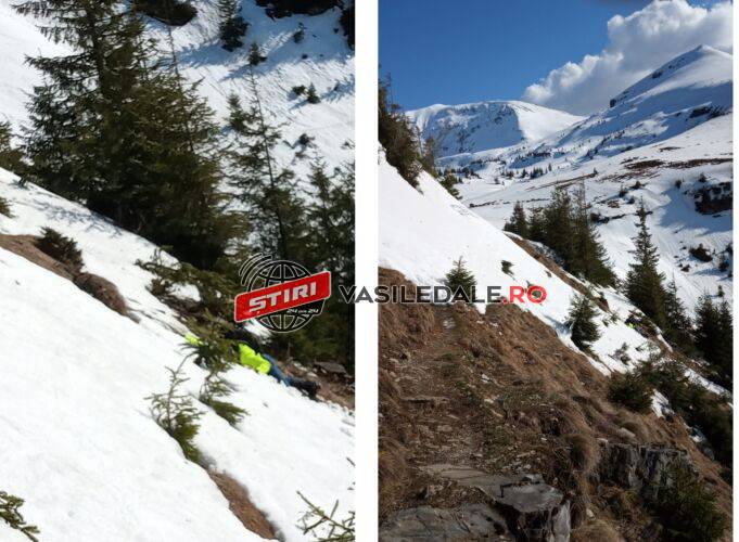 EXCLUSIV VIDEO: Doi turişti polonezi, surprinşi de o avalanşă în Munţii Rodnei. De fapt, unul dintre ei a căzut 30 m într-o râpă (actualizare)