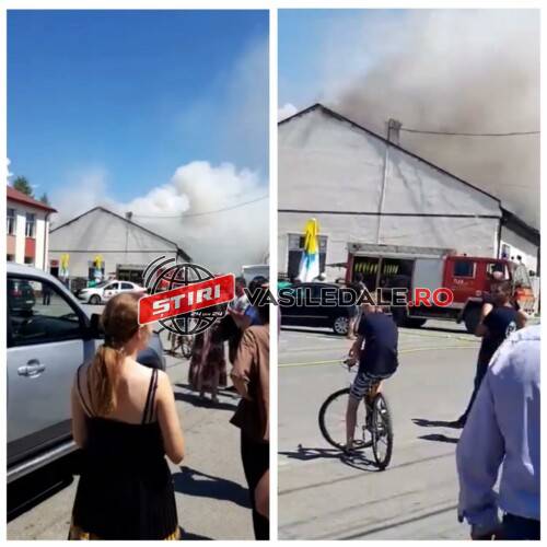 VIDEO: Acoperișul unei clădiri în care funcționează două cafenele și o sala de păcănele a luat foc la Poienile de Sub Munte