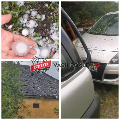 VIDEO: Acoperișuri ciuruite, mașini îndoite, culturi distruse după ce a căzut grindină cât oul de găină la Asuaj șI Băița de Sub Codru
