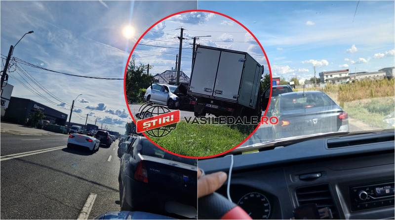 VIDEO: Impact violent între un autoturism și o autoutilitară în Bușag. O persoană rănită. Traficul a fost blocat (actualizare)