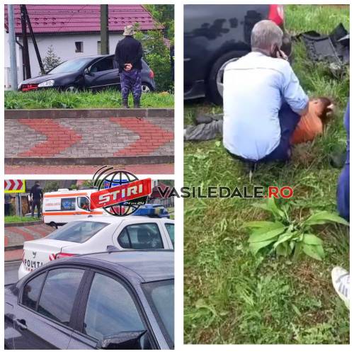 EXCLUSIV VIDEO: Un tânăr a zburat cu maşina prin sensul giratoriu de la Ferești (actualizare)