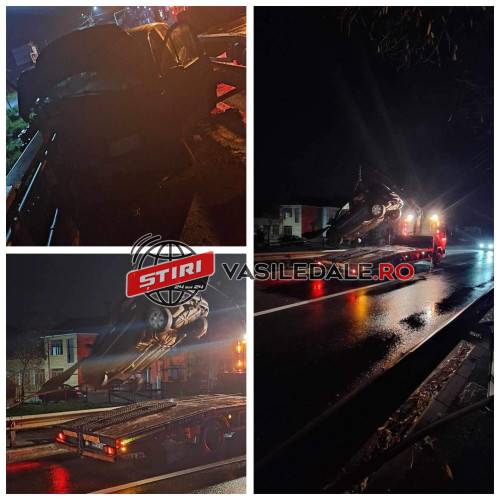 VIDEO EXCLUSIV: A adomit la volan în Vadu Izei și a ajuns cu mașina printre parapeții metalici de protecție