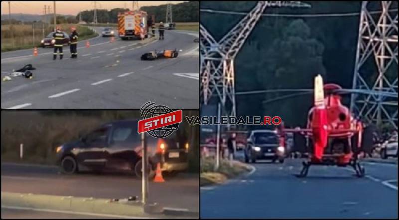 VIDEO: Un șofer din Ruscova (Maramureș) a spulberat doi motocicliști de 16 ani într-un sens giratoriu de lângă Jibou