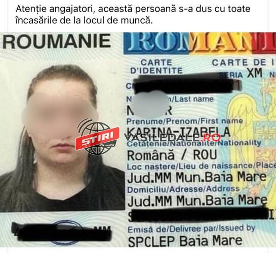 FOTO: O tânără de 19 ani a furat toate încasările barului în care lucra