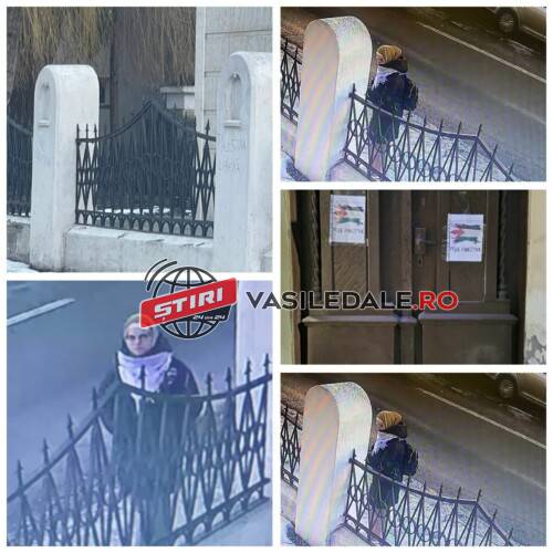 EXCLUSIV VIDEO: Gardul sinagogii evreilor ultraortodocşi din Sighetu Marmaţiei a fost vandalizat. FREE PALESTINE scris cu vopsea de două femei ce ar fi purtat văl și veșminte islamice – ACTUALIZARE