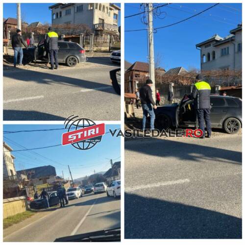 EXCLUSIV VIDEO: Șmecheraș de Bârsana! Un puștan cu Audi, urmărit de poliție, a ajuns cu mașina într-un gard