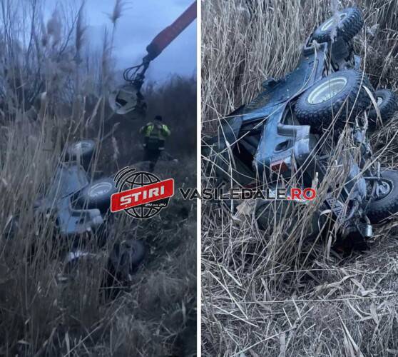 VIDEO: Un șmecheraș cu ”Jipan” s-a răsturnat într-un șanț în zona localității Chelința (actualizare)