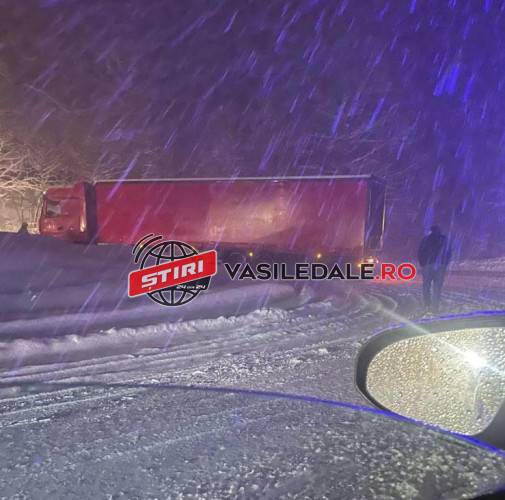 Iarna pune stăpânire pe zona de munte a judeţului. Accident pe DJ183, spre Izvoare, din cauza unui copac prăbuşit – actualizare