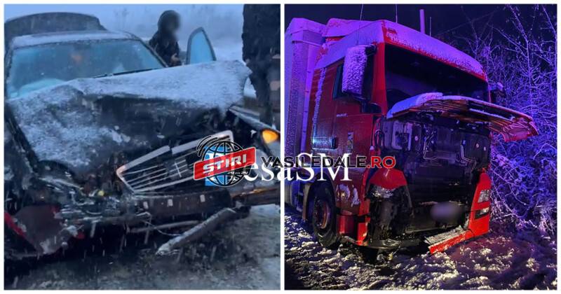 VIDEO: Impact frontal la Borleşti între un TIR şi un autoturism condus de un maramureşean