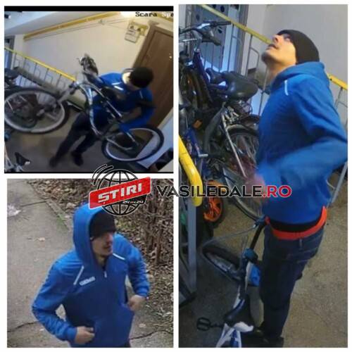 VIDEO – Individul a furat o bicicletă din scara unui bloc. Sunați la Poliție dacă îl recunoașteți