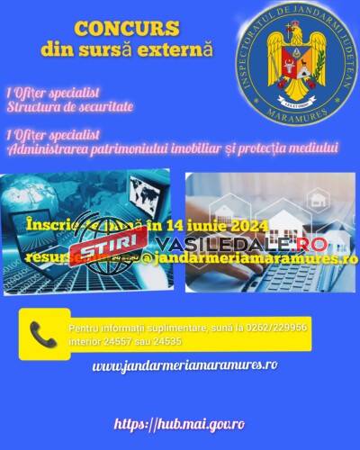 A fost prelungită perioada de înscriere la concursul de ofițeri specialiști din cadrul Jandarmeriei Maramureș
