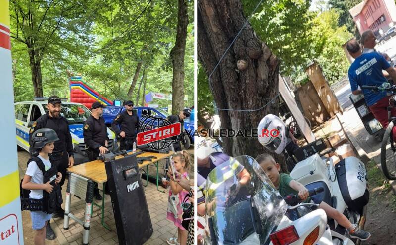 Polițiștii au călătorit prin orășelul copiilor organizat în Parcul Regina Maria din Baia Mare