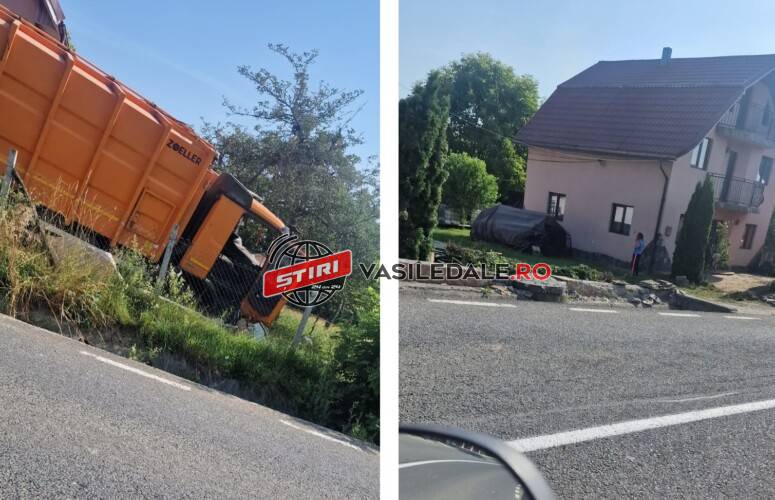 ACTUALIZARE / ACCIDENT RUTIER LA VĂLENI. O maşină de gunoi s-a răsturnat, şoferul a decedat – video