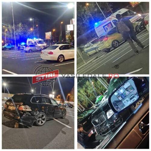 EXCLUSIV VIDEO: Accident în parcarea unui complex comercial din Baia Mare. O persoană rănită (actualizare)