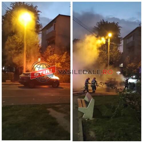 VIDEO: Un autoturism de teren a ars ca o torță pe o strada Aviatorilor din Baia Mare