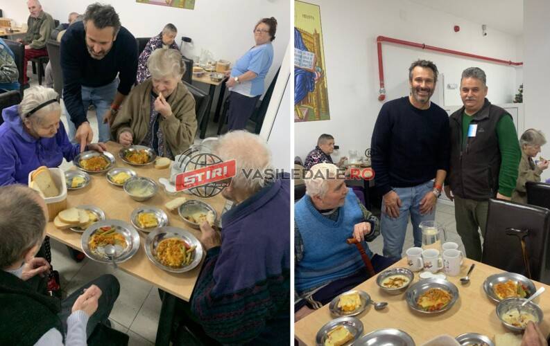 Chef Nicolai a preparat mâncare pentru vârstnicii de la Căminul de Bătrâni Baia Sprie