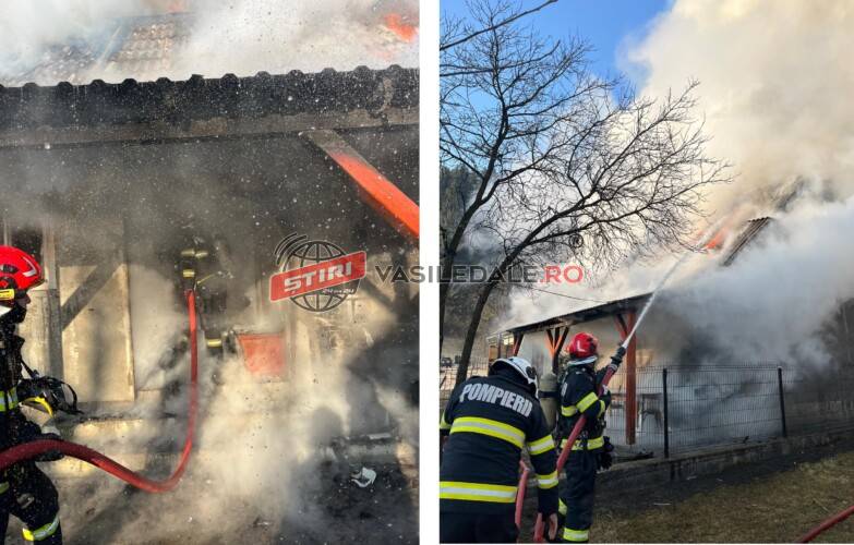 FOTO / VIDEO: O casă a luat foc la Vișeu de Sus. Proprietara a aprins focul (actualizare)