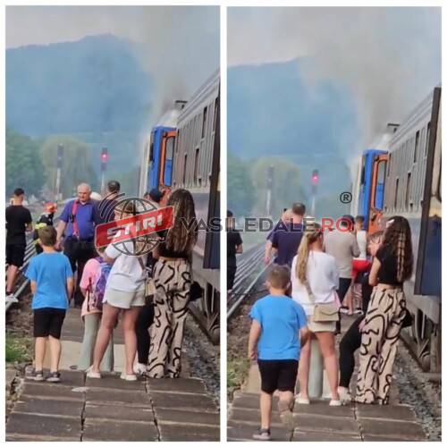 EXCLUSIV VIDEO: Trenul Baia Mare – București a luat foc în Sălaj. Copiii din Baia Mare în panică