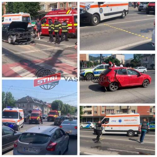 VIDEO: Impact într-o intersecție din Baia Mare. Două persoanăe au fost transportate la spital (actualizare)