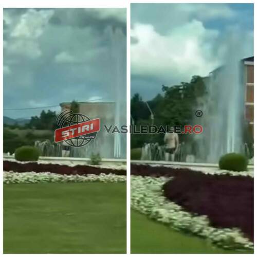 VIDEO: Băimărean amendat de Poliția Locală după ce s-a îmbăiat într-o fântână arteziană