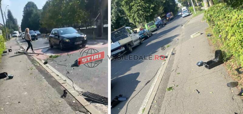 EXCLUSIV VIDEO: Un șofer a făcut prăpăd pe str. George Coșbuc din Baia Mare