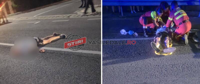 EXCLUSIV VIDEO: Pieton lovit de o mașină în Tăuții de Sus. Trafic blocat – actualizare