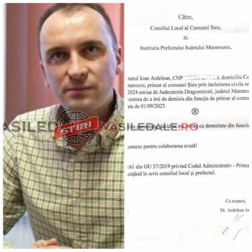 A DOUA OARĂ: EXCLUSIV – Al doilea primar PNL din Maramureș care demisionează din funcție – Ionuț Ardelean (actualizare)