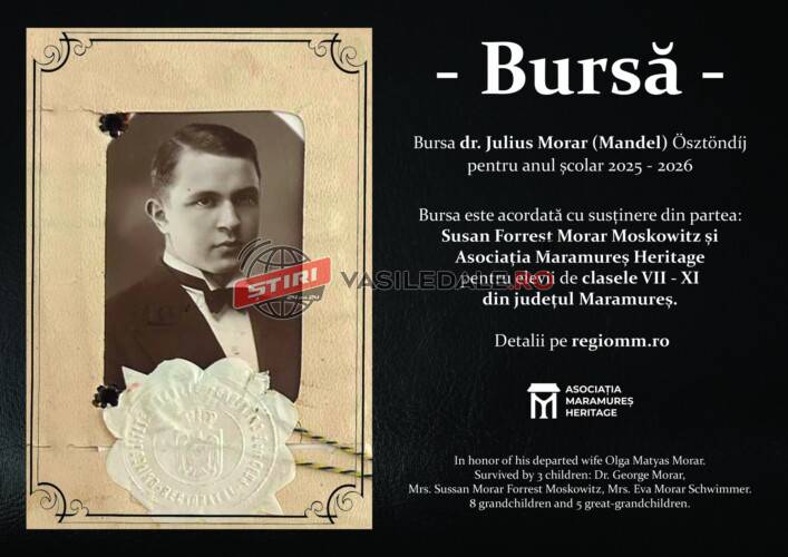 Start înscrieri de proiecte pentru Bursa Dr.Julius Morar (Mandel) 2025-2026