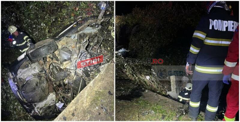 FOTO / VIDEO. Accident MORTAL la Viile Apei. Un mort, două persoane căutate, autoturismul rupt în două (actualizare)