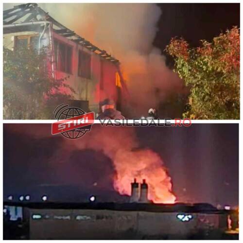VIDEO: Incendiu violent în satul Săsar. O casă cu etaj și o șură au ars ca o torță – actualizare