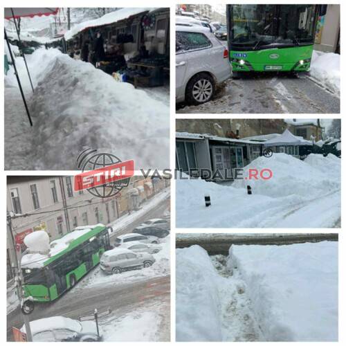 ÎNGROPAȚI ÎN ZĂPADĂ: Sighetu Marmației sub asediul ninsorilor abundente. Autobuz blocat în trafic de un șofer care a parcat ca… ”la Brăila” (VIDEO)