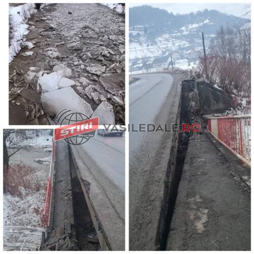 S-a mai prăbușit un pod! La Vișeul de Jos. TRAFICUL RUTIER A FOST ÎNCHIS! Curg ghețuri la Groșii Țibleșului. Viitură la Bârsana (video) – ACTUALIZARE