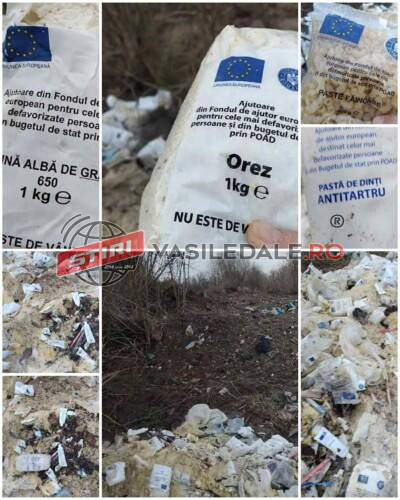 Produse alimentare GRATUITE de la Uniunea Europeană aruncate pe malul Someșului. Astupate imediat de un buldoexcavator (VIDEO)