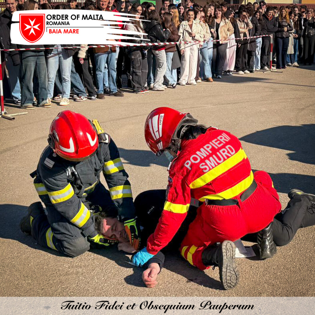 SERVICIUL DE AJUTOR MALTEZ: Accident rutier simulat în cadrul „Săptămânii Protecției Civile” la Târgu Lăpuș