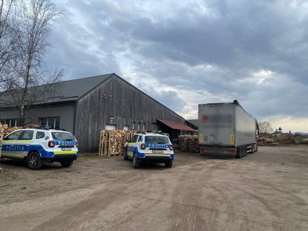 Constatare neconcordanțe la un ansamblu de vehicule al unei firme din Maramureș care transporta material lemnos (foto)