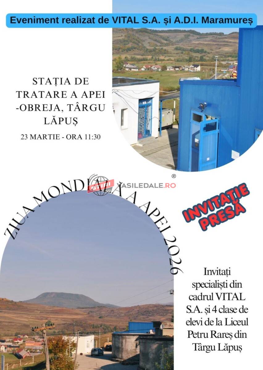 Ziua Mondială a Apei 2026 sărbătorită la Târgu Lăpuș în 23 martie, începând cu ora 11.30