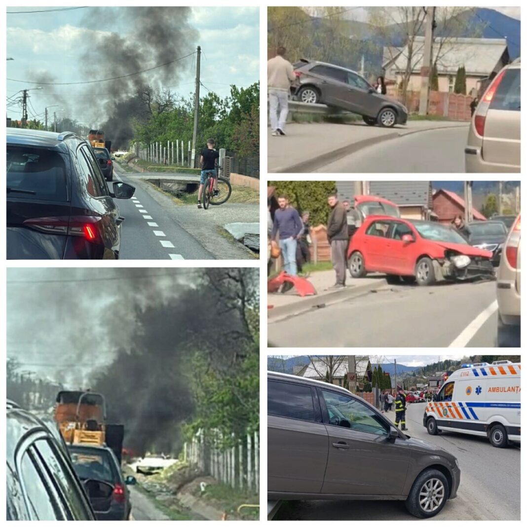 PE ȘOSELELE JUDEȚULUI: Camion în FLĂCĂRI pe DN1C la Săbișa. Accident și pe DN18 la Borșa (galerie foto)