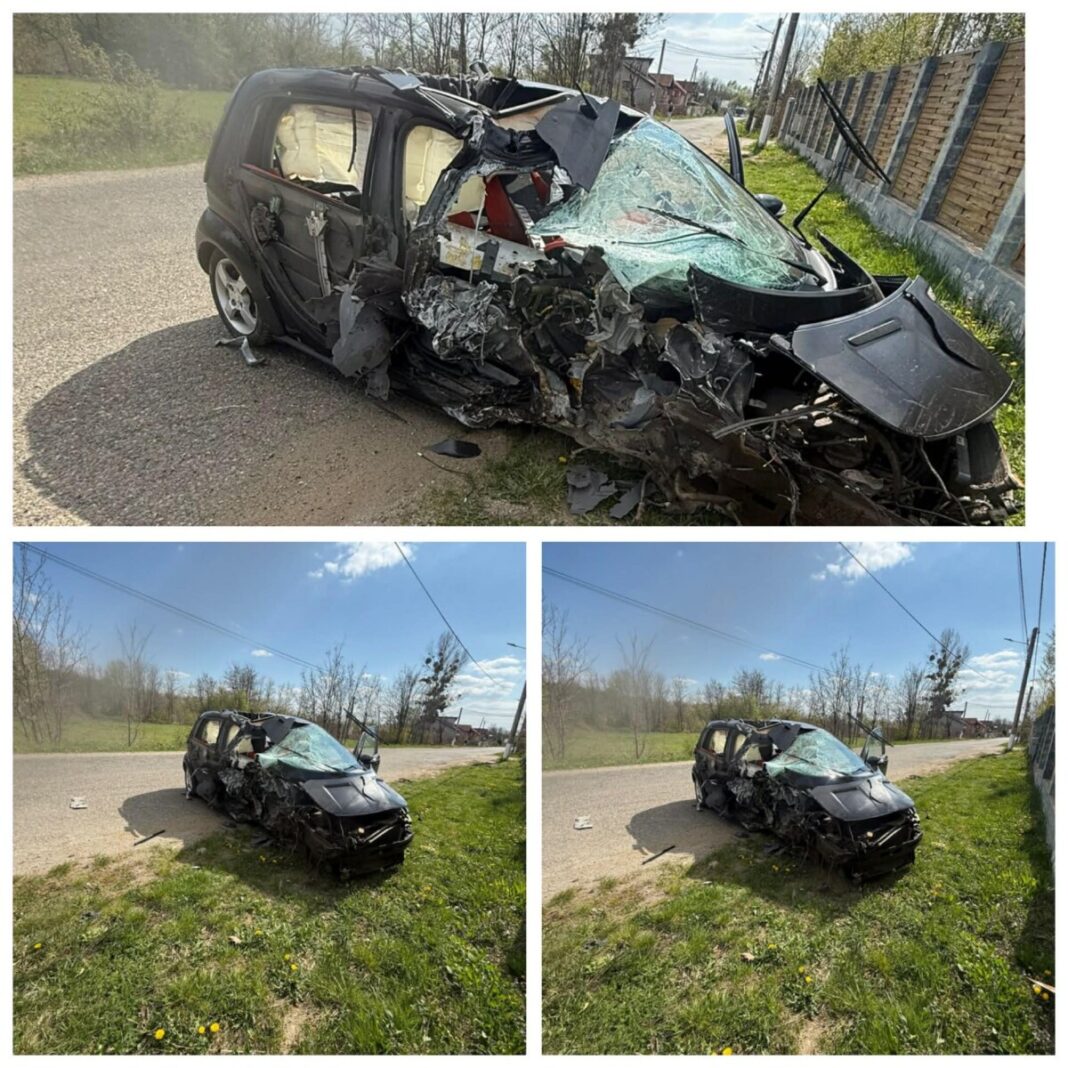 SUPRAVIEȚUIRE MIRACULOASĂ – Autoturism făcut praf pe drumul spre Băița (exclusiv foto)