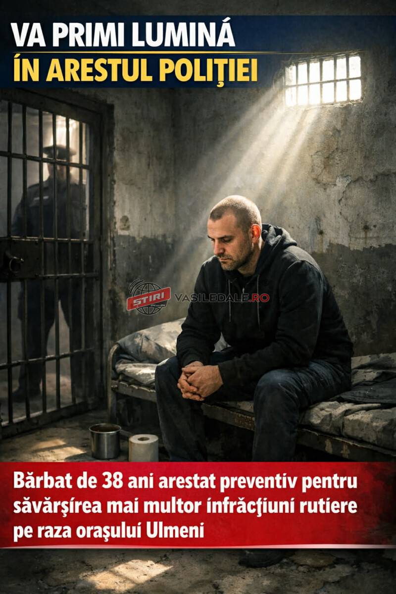 VA PRIMI LUMINĂ ÎN ARESTUL POLIȚIEI: Bărbat de 38 ani arestat preventiv pentru săvârșirea mai multor infracțiuni rutiere pe raza orașului Ulmeni