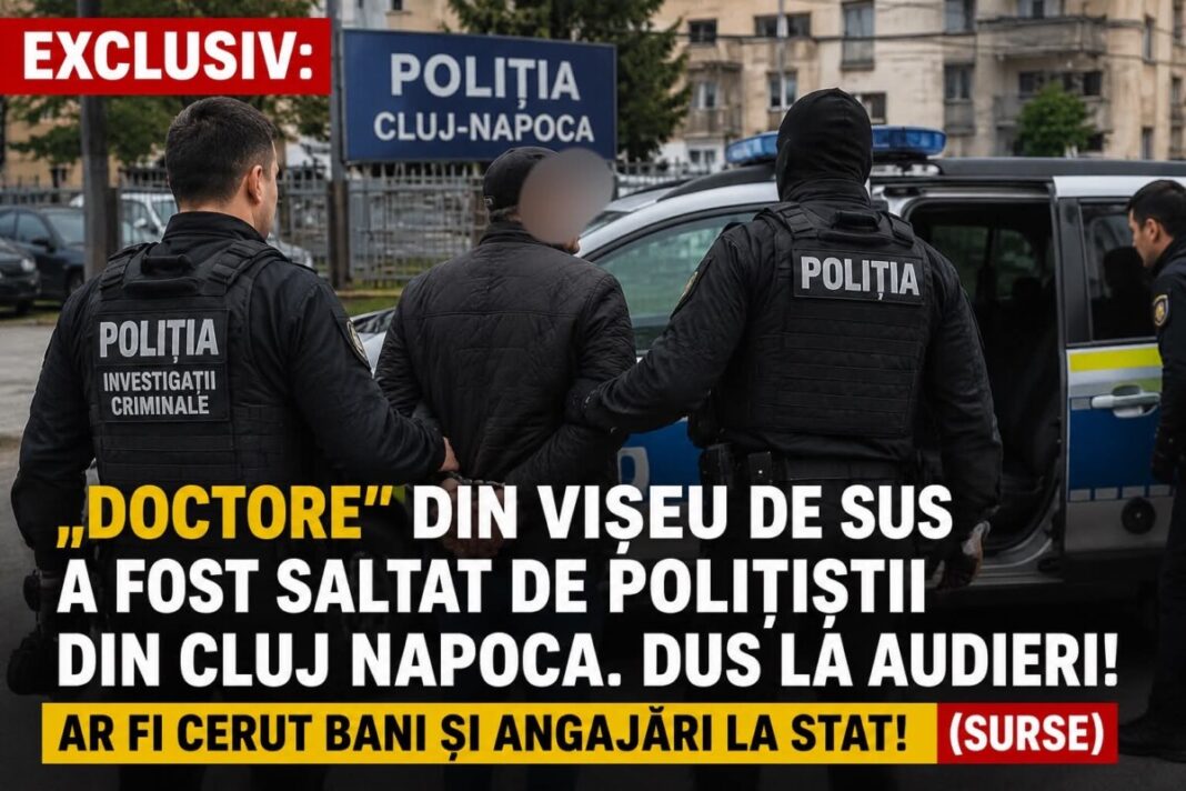 EXCLUSIV: ”Doctore” din Vișeu de Sus a fost saltat de polițiștii din Cluj Napoca. Dus la audieri! Ar fi cerut bani și angajări la stat! (SURSE)
