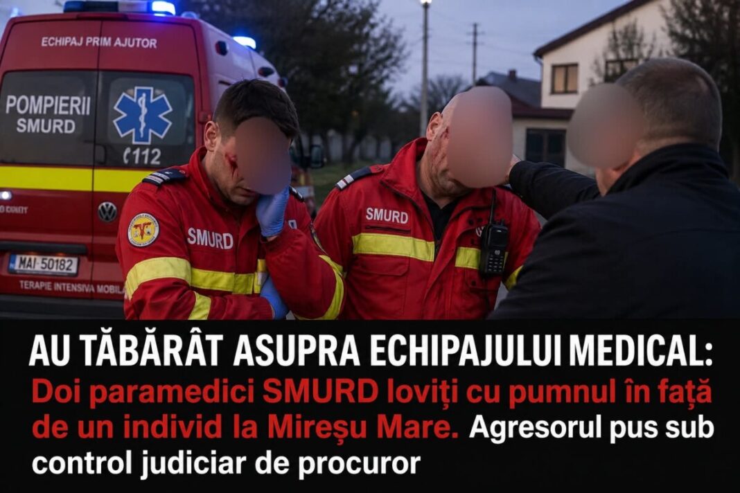 AU TĂBĂRÂT ASUPRA ECHIPAJULUI MEDICAL: Doi paramedici SMURD loviți cu pumnul în față de un individ la Mireșu Mare. Agresorul pus sub control judiciar de procuror