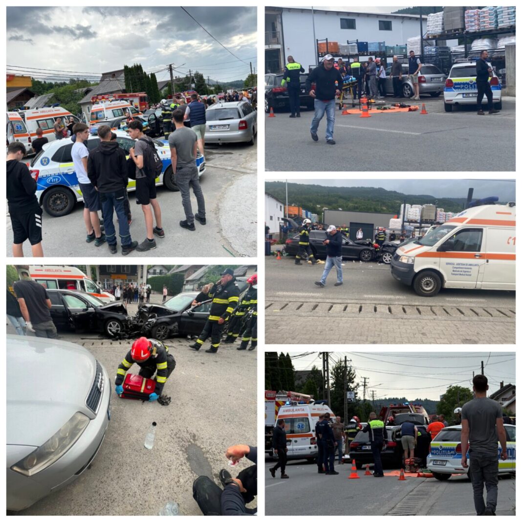 EXCLUSIV: 7 adulți și 2 răniți după ce două mașini s-au ciocnit în Borșa (foto/video)
