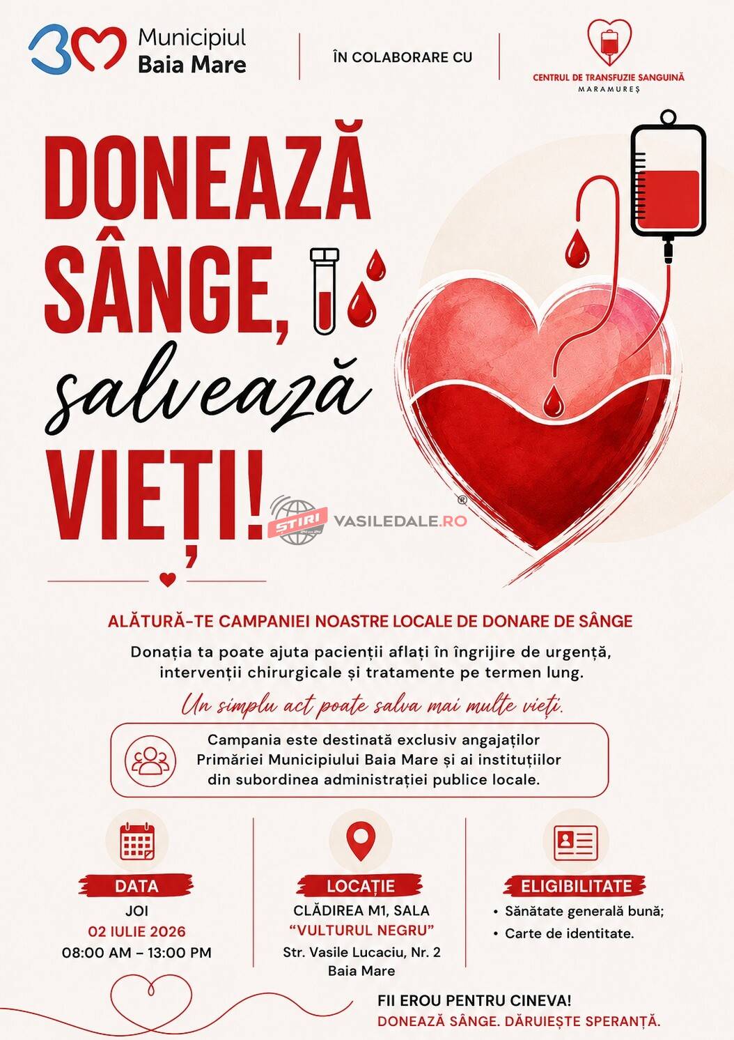 Angajații Primăriei Municipiului Baia Mare și ai instituțiilor din subordine donează sânge